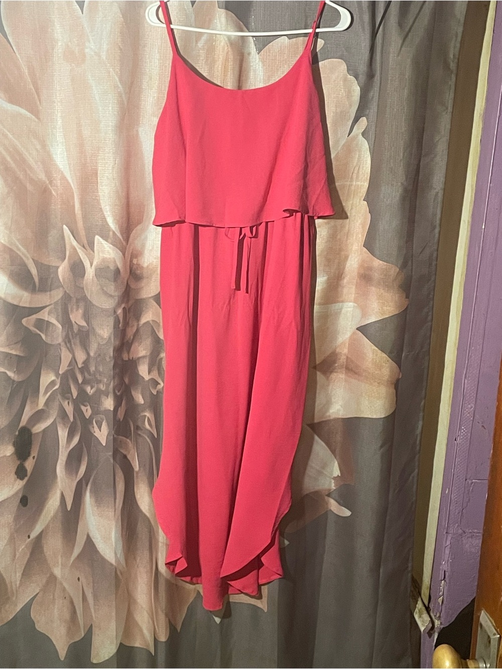 white birch Hot Pink High-Low Spaghetti Strap Dress
